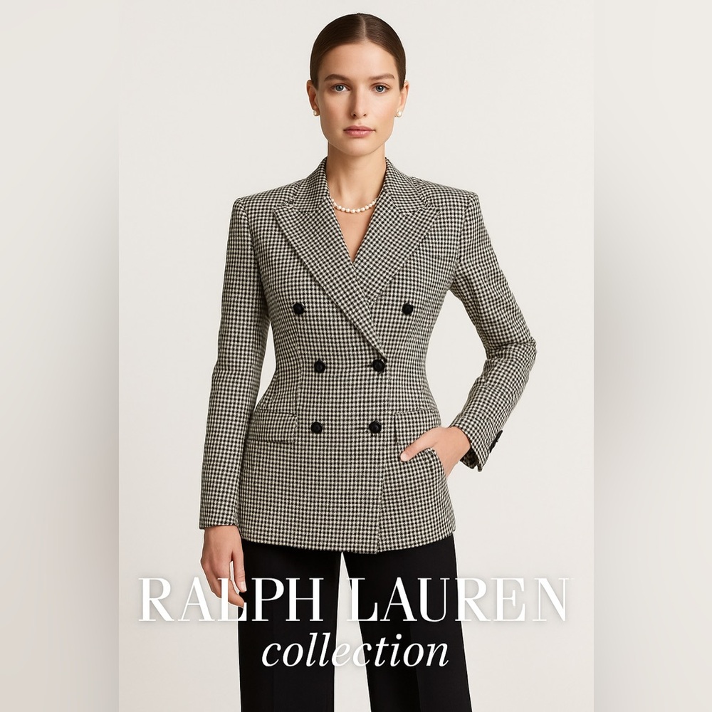Ralph Lauren Collection- Ralph Lauren Purple Label Black and beige Check Blazer
